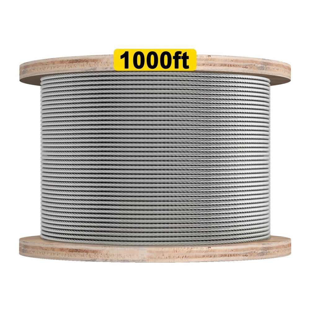 1000 FT 1/8 T316 Stainless Steel Wire Rope for Cable Railing Kit, Marine Grad...