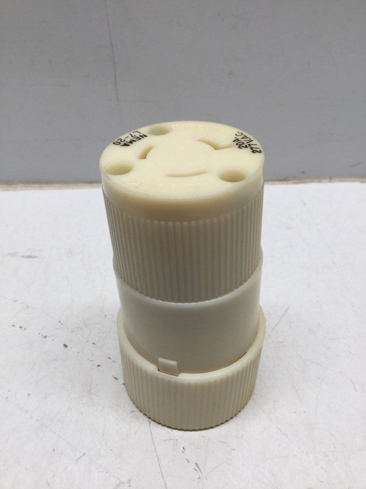 BRYANT 70720-NC Locking Connector 20A 277V 2P 3W, White Nylon NEMA L7-20
