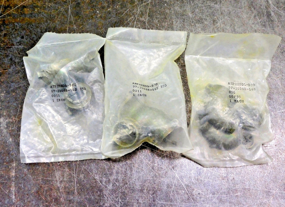 Amphenol 97-3108B-16S Circular Right Angle Backshell Plug Lot of Three (3)