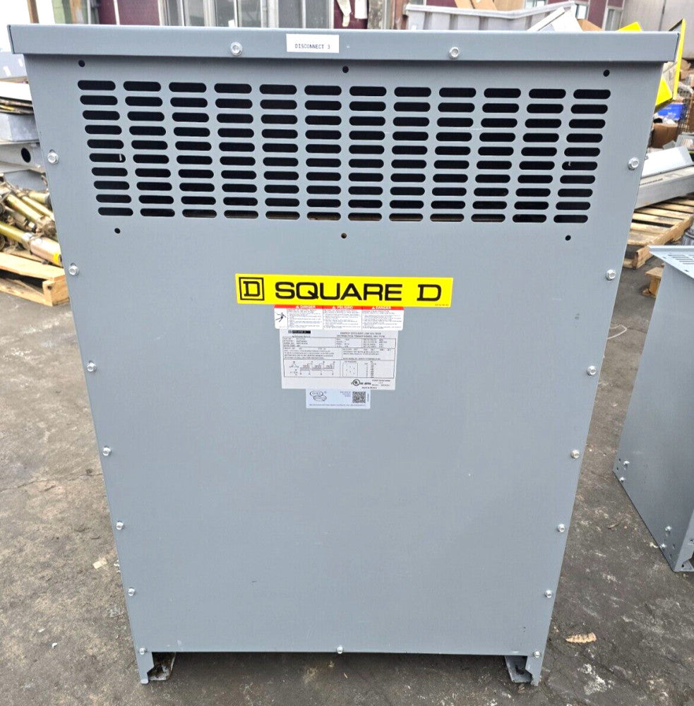 Square D 112.5 KVA Transformer Primary 480▲ Secondary 208Y/120 VAC EX112T3H
