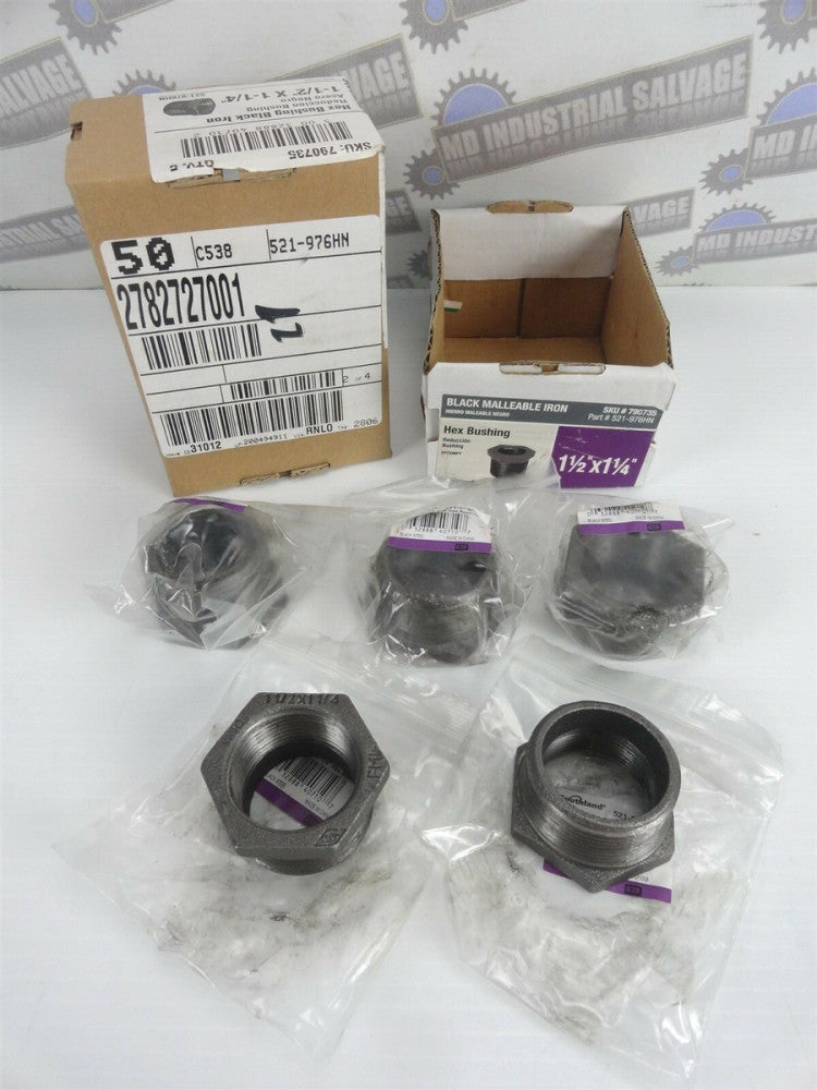 (Lot of 5) SOUTHLAND 521-976HN 1.25" X 1.5" Hex Bushing - BLACK STEEL (New)