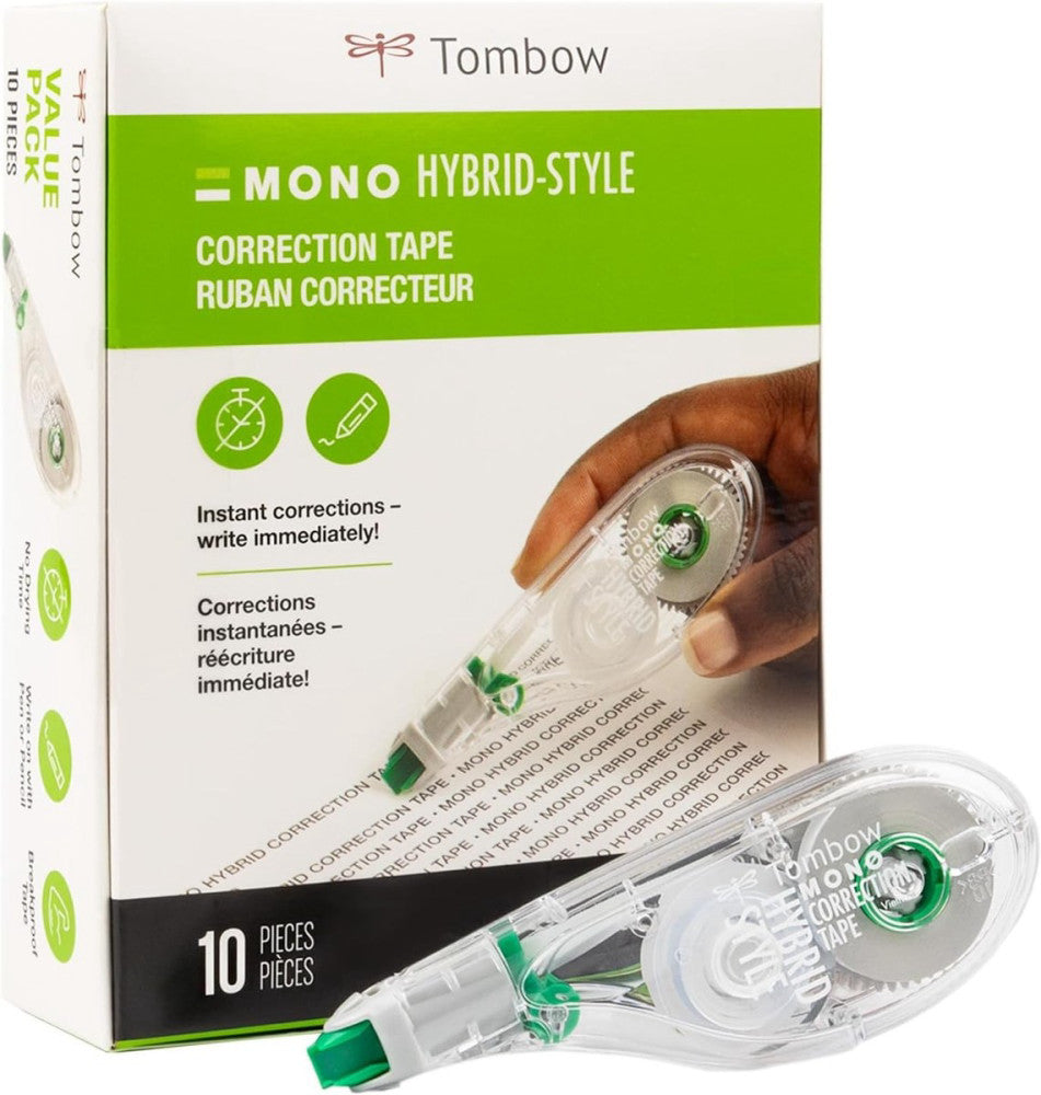 Tombow 68721 MONO Hybrid Correction Tape, 1 Count (Pack of 10), White 