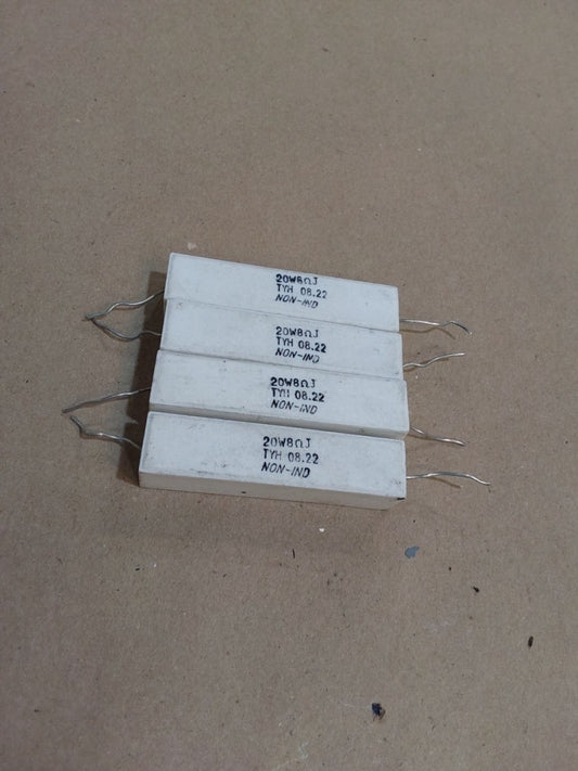  4pcs 8 ohm 8RΩJ 20 watt Axial Ceramic Cement Power Resistor 20W