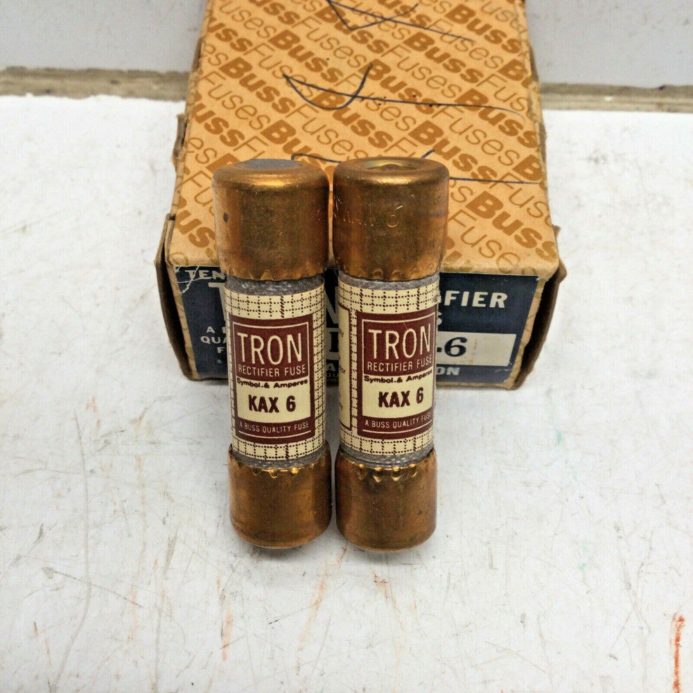 BUSSMANN BUSS KAX 6 TRON RECTIFIER FUSE 6 AMP 250VAC (LOT of 2)