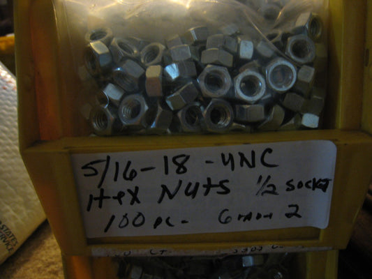 5/16"-18 Coarse Thread Grade 2 Finished Hex Nut Zinc Plated Pk 100