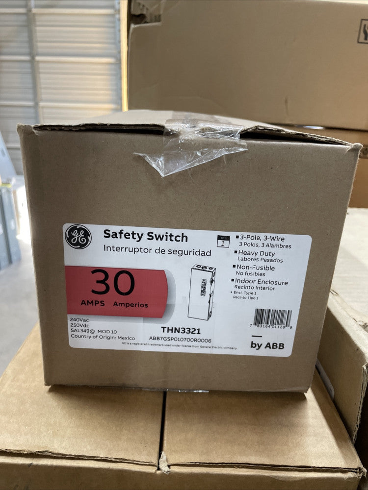 GE  Non-Fusible Safety Switch THN3321 30A 240V 3P 3W New Surplus indoor
