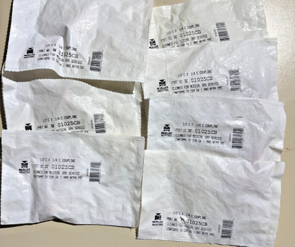 (Lot of 7) 1-Pack Mueller 1/2 C x 1/4 C Copper Coupling W 01025CB Reducer