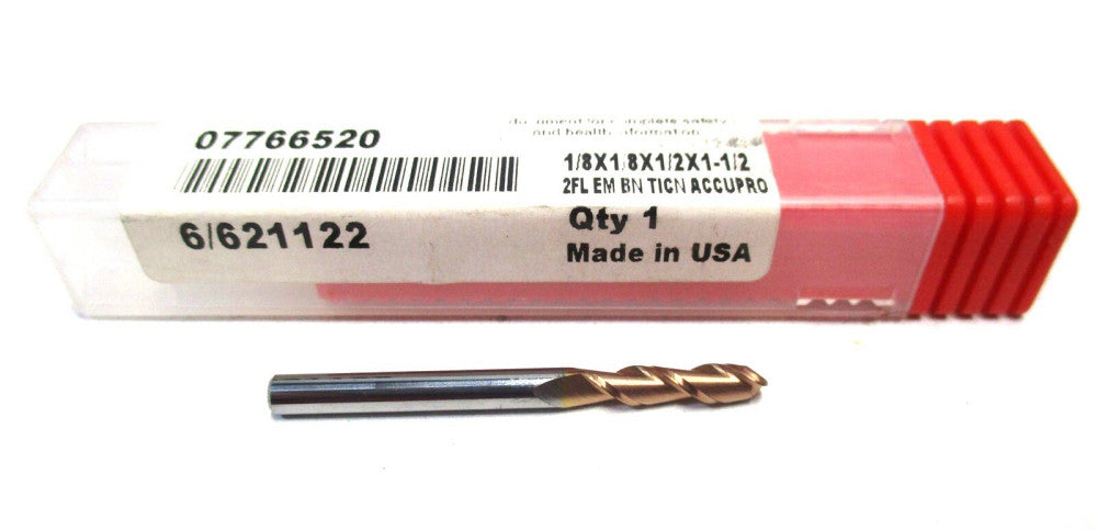 MADE IN USA 1/8 x 1/8 x 1/2 x 1-1/2 2-Flute CC SE RH Carbide Ball End Mill