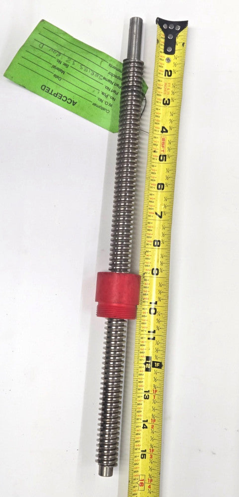 ROLLED BALL SCREW 3/4" OD 13-3/4" THREAD LENGTH RED PLASTIC NUT