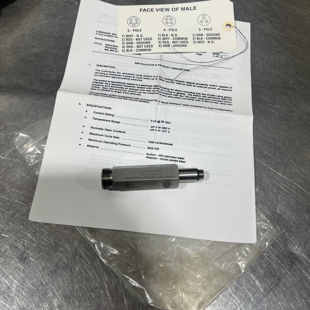 LUBRIQUIP INC. 527-004-112 Proximity Switch Nos Surplus