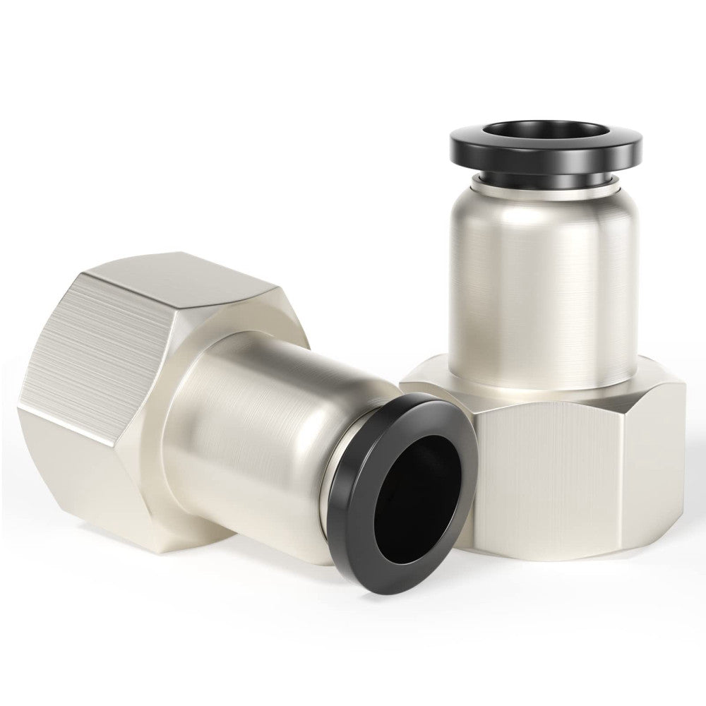 Female Straight 1/2 Inch Tube OD x 3/8 Inch NPT Thread Push to Connect Fittin...