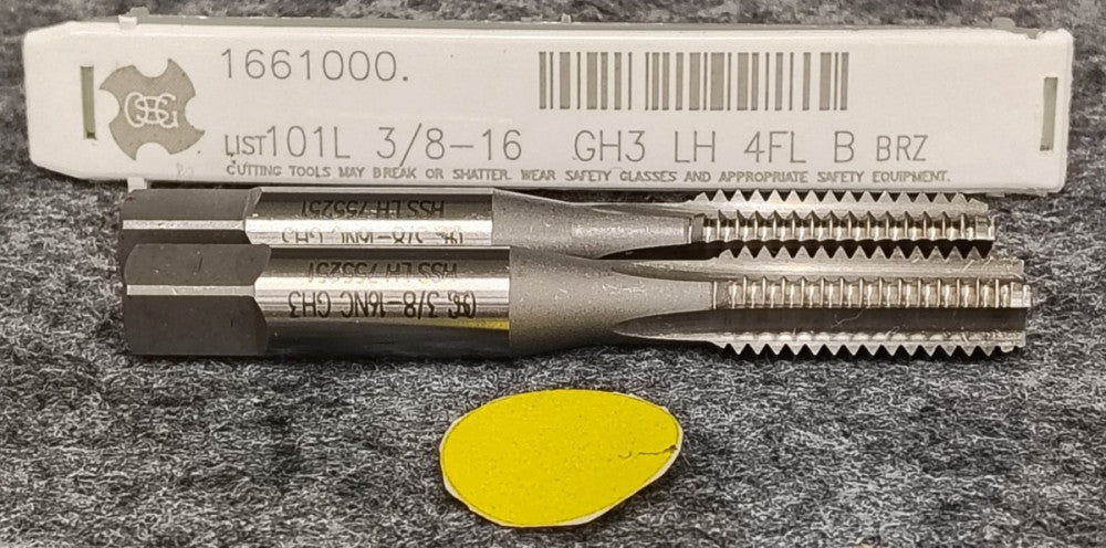 OSG 3/8"-16 4FL STRAIGHT PLUG TAP 1" THREAD 3" OAL HSS 16610000 ***LOT OF 2***