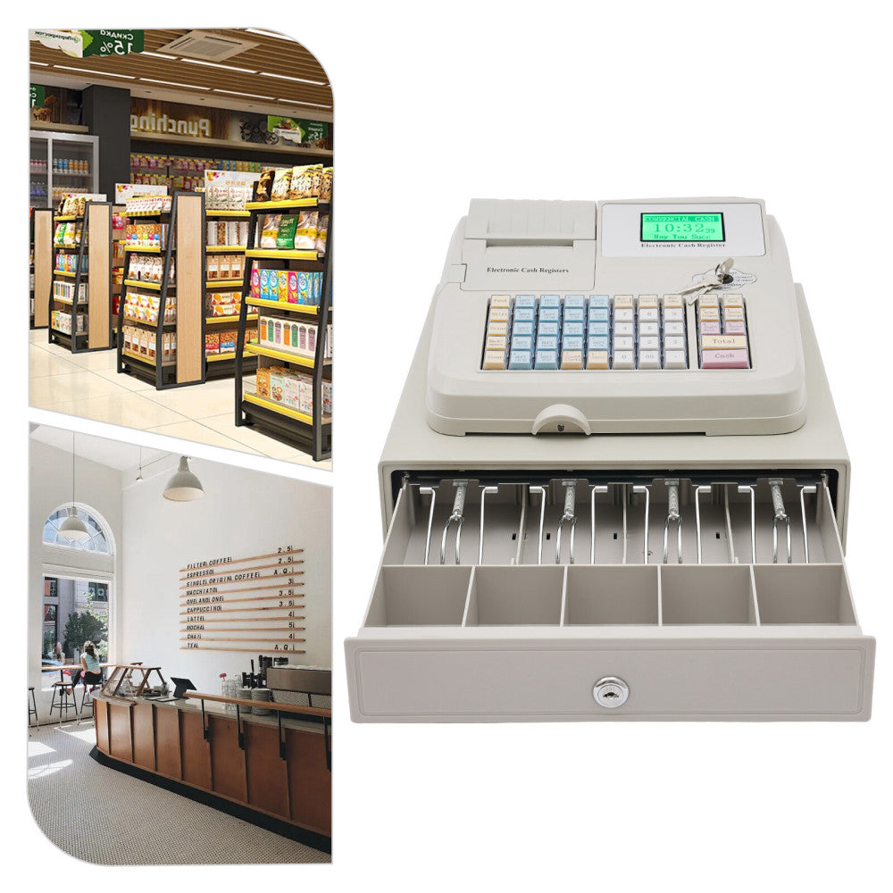48 Keys Electronic Cash Register POS Cash Machine Supermarket LED Display NEW US