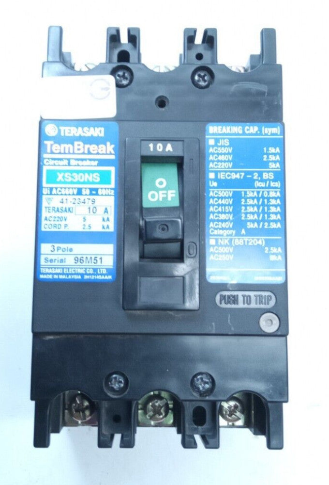 TERASAKI TemBreak Circuit Breaker XS30NS 10A 660VAC 3 Pole