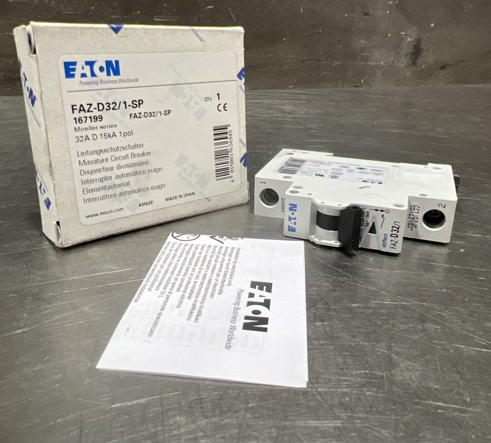 Eaton FAZ-D32/1-SP IEC Supplementary Protector 32A Single Pole 277V 10kA Breaker