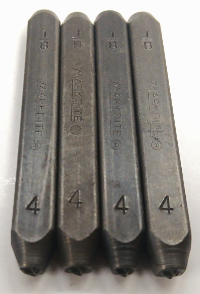 MARKRITE HEAVY DUTY 1/8" NUMBER STAMP #4 STEEL OAL 2-7/16"  LOT OF 4