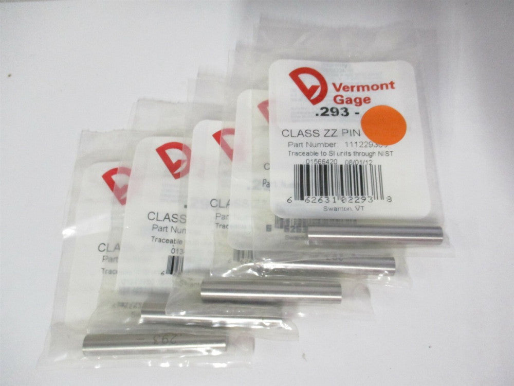 Vermont Gage (111229300) 0.293" Diam Class ZZ Minus Plug & Pin Gage - Lot of 5