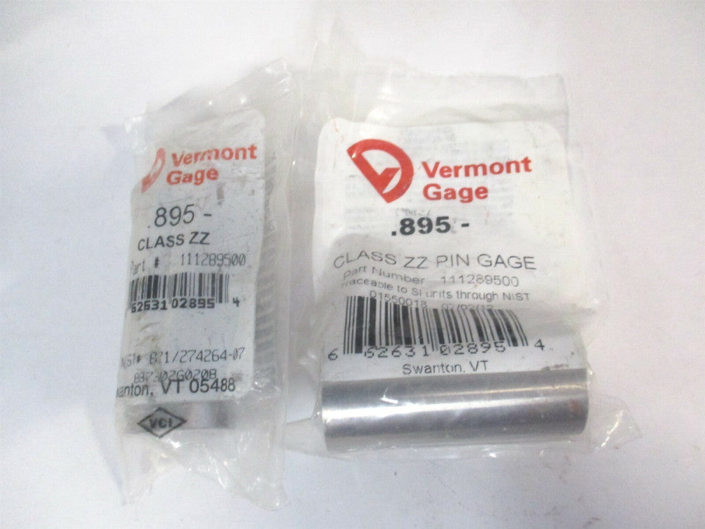 Vermont Gage (111289500) 0.895" Diam Class ZZ Minus Plug & Pin Gage - Lot of 2