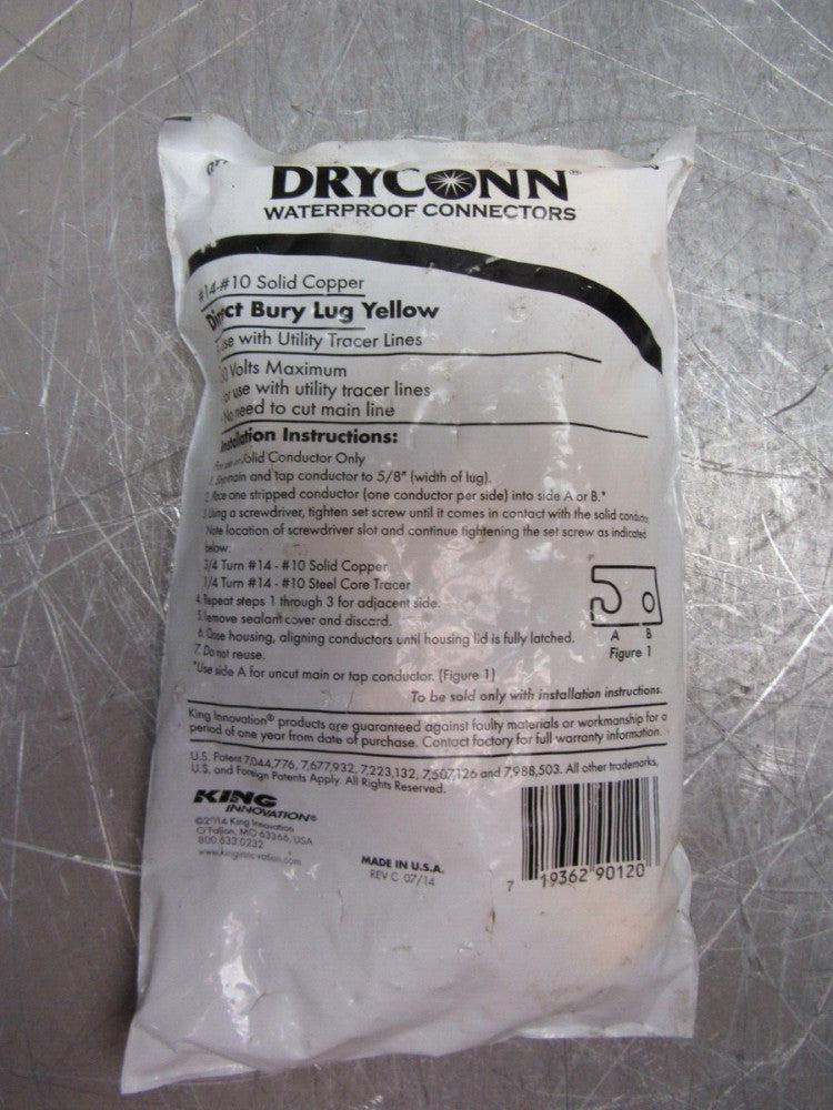 PACK OF 5QTY DRYCONN PT#90120 DIRECT BURY LUG YELLOW 50V NEW IN BAG !!