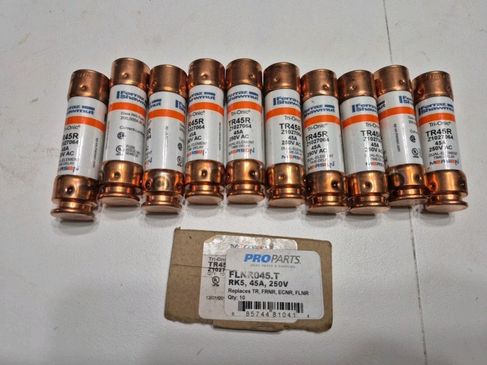 Lot of 10) Mersen Ferraz Shawmut TR45R 45 Amp Tri-Onic Class  Fuse