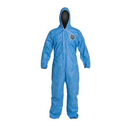 Dupont Pb127sbulg002500 Disposable Coverall, Hooded, L, Sms, Zipper, Elastic