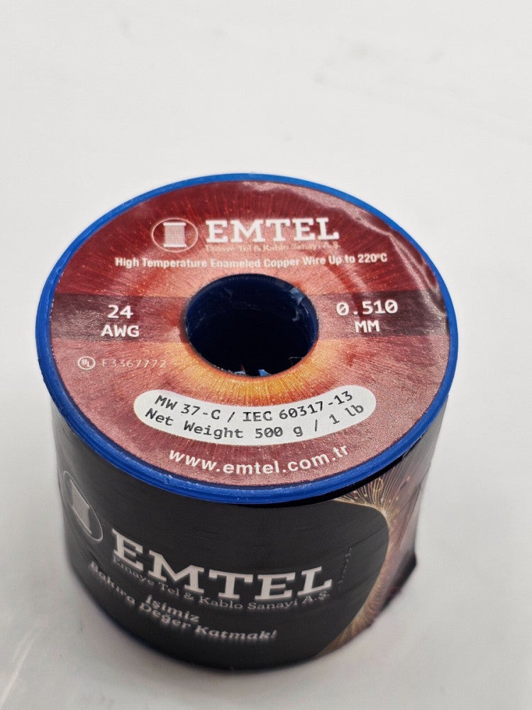 Emtel High Temperature Enameled Copper Wire 24 AWG 0.510mm - Up to 220°C