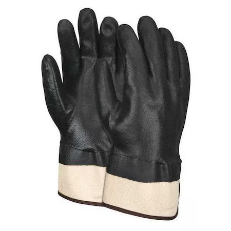Mcr Safety 6521Sc Chemical Resistant Gloves, Pvc, 10 In L, 50.0 Mil, Black, L,