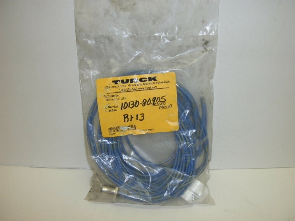 TURCK FKFD 4.4-3/CS11155 CORDSET 4 POLE FEMALE STRAIGHT 3M U-34644 NEW IN BAG