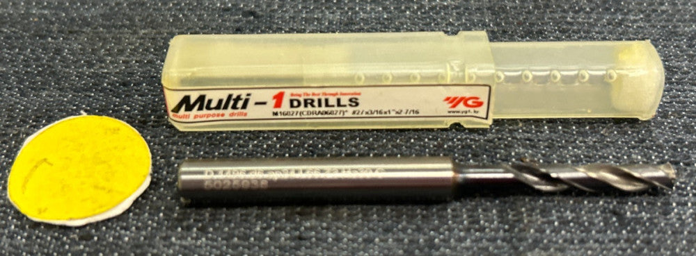 YG-1 MULTI-1 2 FLUTE  DRILL BIT M16027  #27  DIAMETER  3/16" SHANK