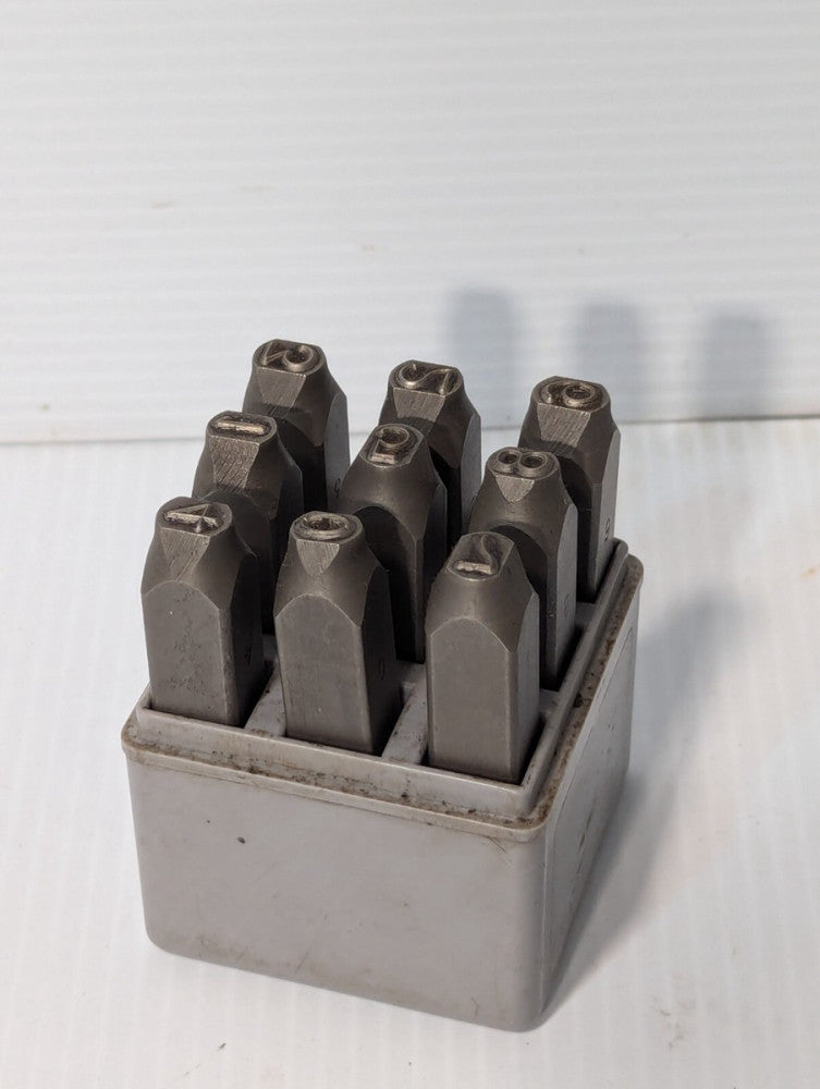 Hanson premier steel stamps, 1/4 inch numbers with bottom case