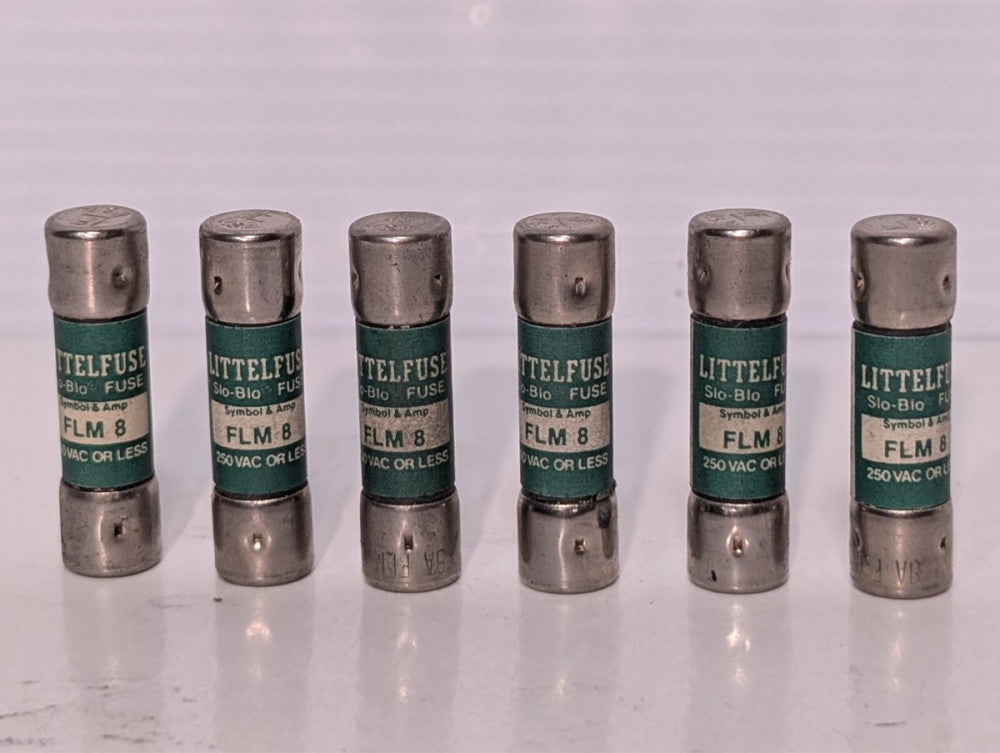 Lot of 6 Littelfuse FLM 8 250 Slo-Blo Fuse