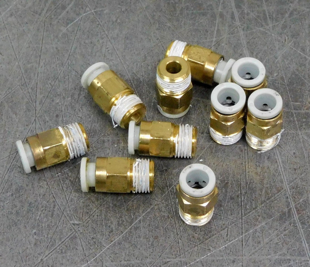 SMC Brass Push-To-Connect Tube Fitting 6mm x 1/8" BSPT Lot of Ten (10)