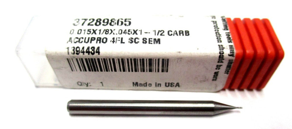 NEW (37289865) 1/64 x 1/8 x 3/64 x 1-1/2 4F CC SE RH Carbide Square End Mill