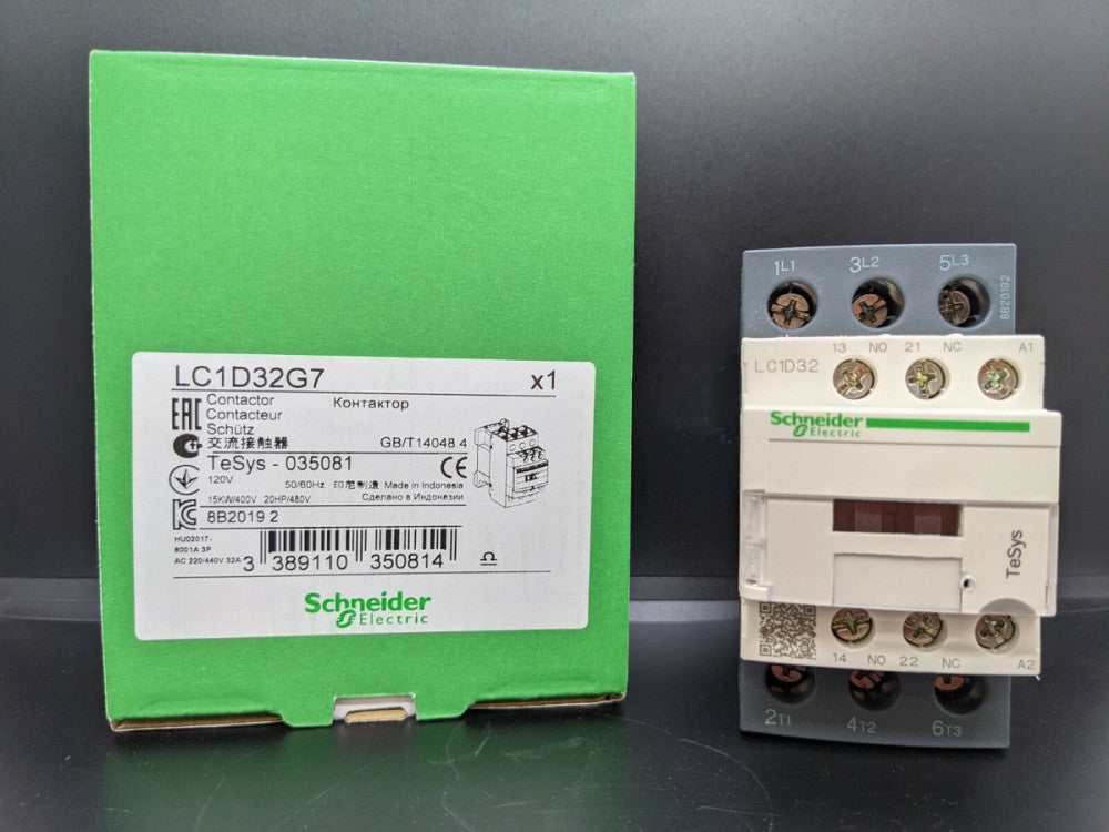 Square D LC1D32G7 32 Amp 3 Pole 120V AC Contactor