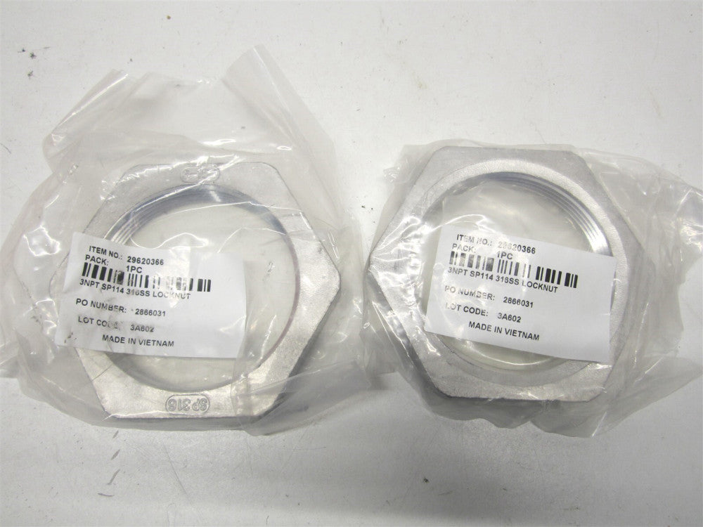 (6LN3) 3-150 NPT Lock Nut Stainless Steel Pipe Fitting - Lot of 2 