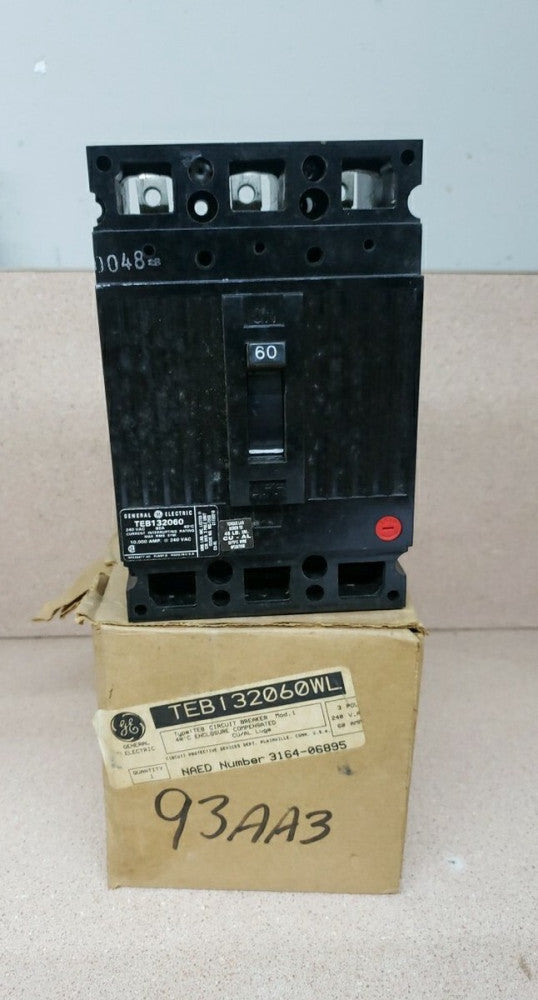 NEW TAKE OUT GENERAL ELECTRIC TEB132060WL 3 Pole 60 AMP Circuit Breaker