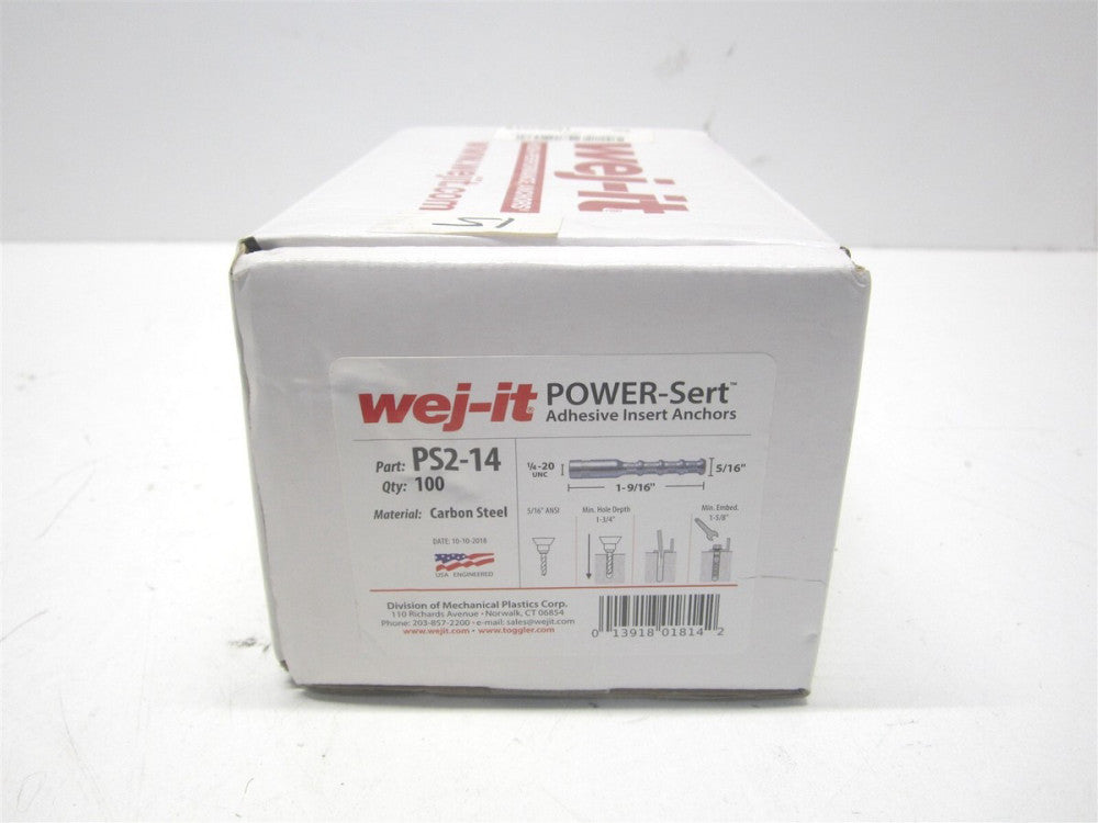 Wej-it (PS2-14) 5/16" x 1-5/8" x 1-9/16" Steel Drop-In Concrete Anchor - Qty 40