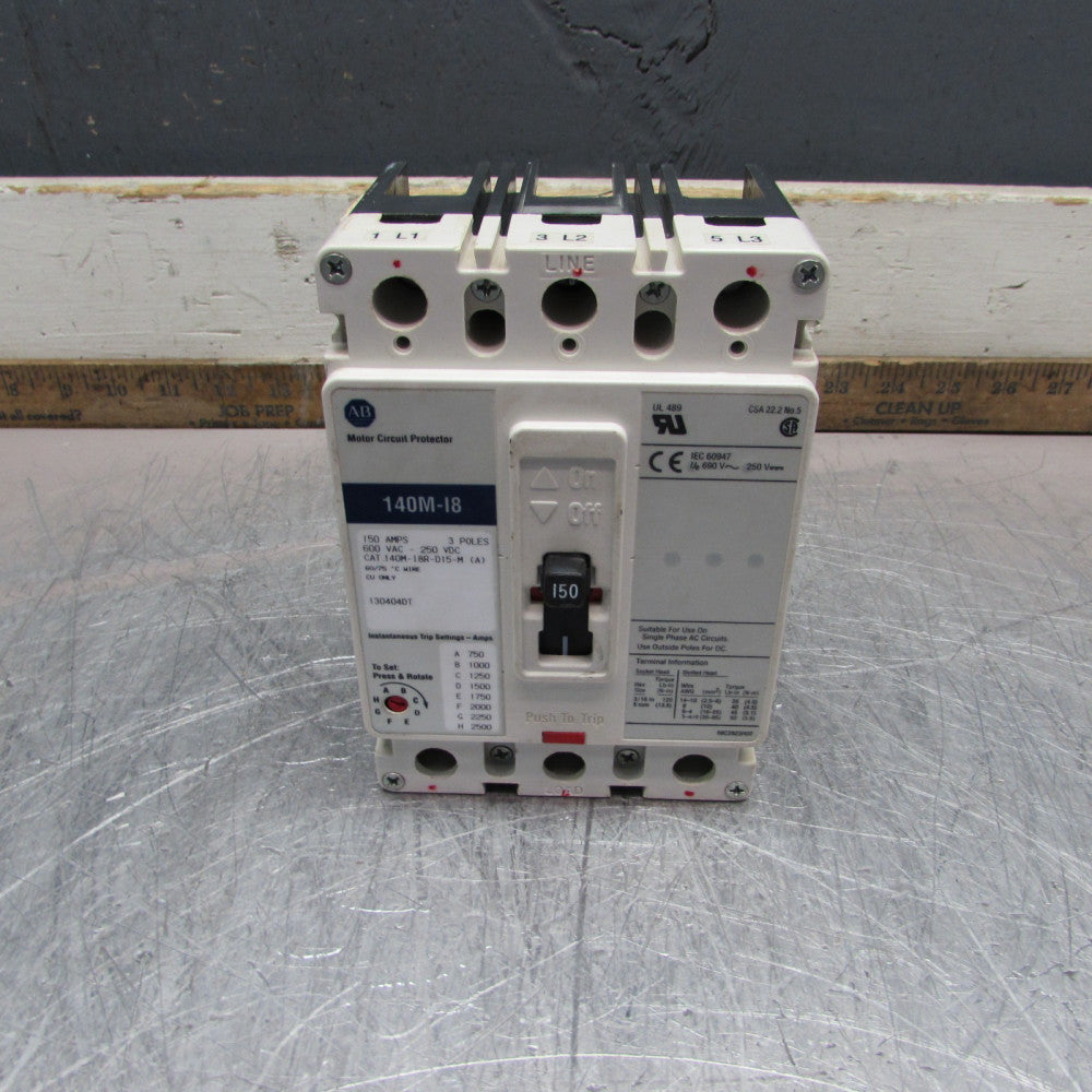 Allen Bradley 140M-I8R-D15-M ,CIRCUIT BREAKER, 3P/ 150A/600V, CLEAN! MAKE OFFER!