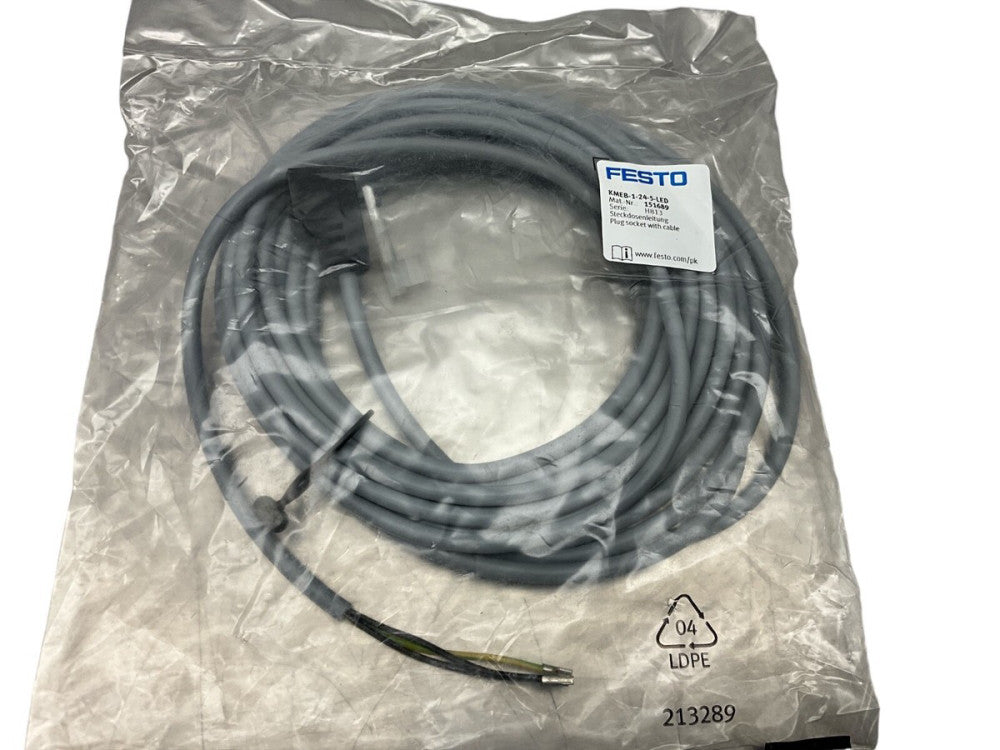 1PC FESTO KMEB-1-24-5-LED 151689 Plug socket with cable BAG SEALED