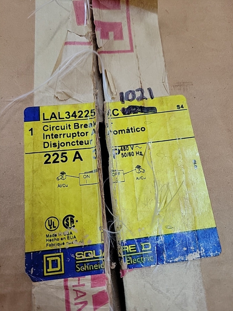 New Square D LAL34225MC1021 225 amp 480v Mission Critical Breaker + Shunt
