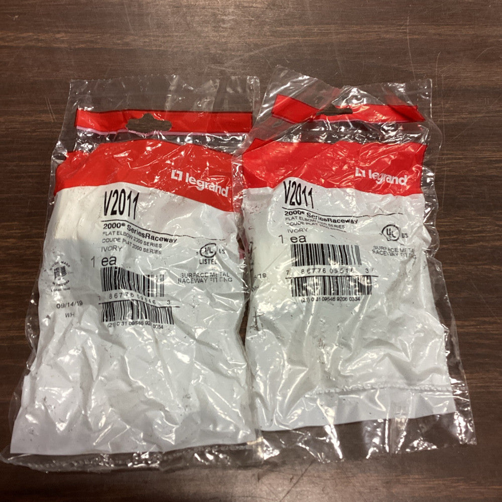 Legrand V2011 Flat Elbow 2000 Series Raceway Surface Metal Fitting, Lot Of 2