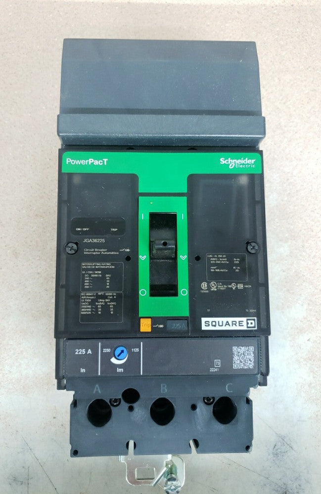 New Take Out Square D JGA36225 225 amp 600v 3P PowerPact I line Circuit Breaker