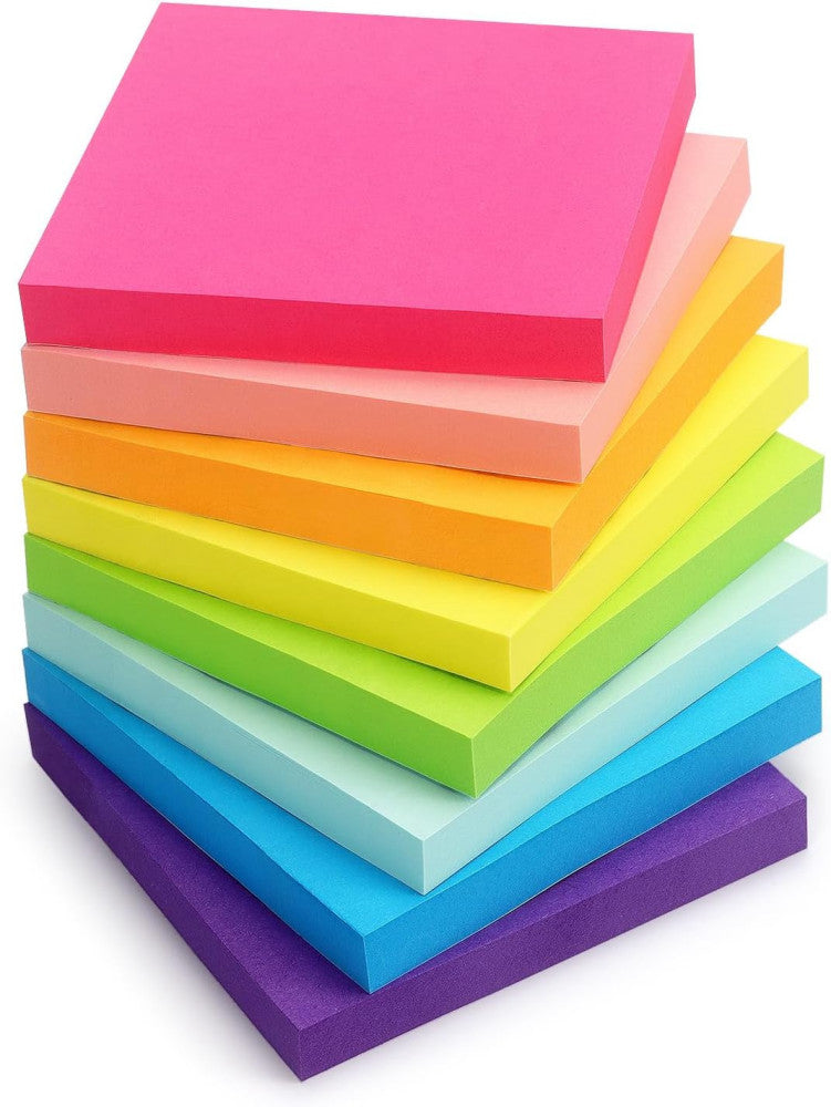 8 Pads Sticky Notes 3X3 Self-Stick Notes 8 Bright Multi Colors Purple Sticky Not