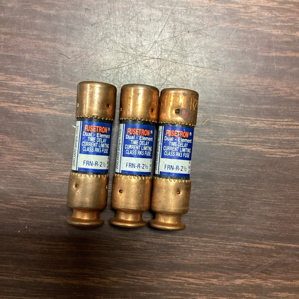 Bussmann Fusetron FRN-R-2-1/2 Amp Fuses 250V Class RK5, Lot Of 3