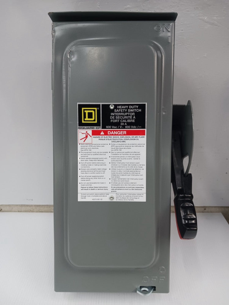 New Square D 30 Amp Fusible Safety Switch 3 Pole 600 VAC / VDC 3R CH361RB