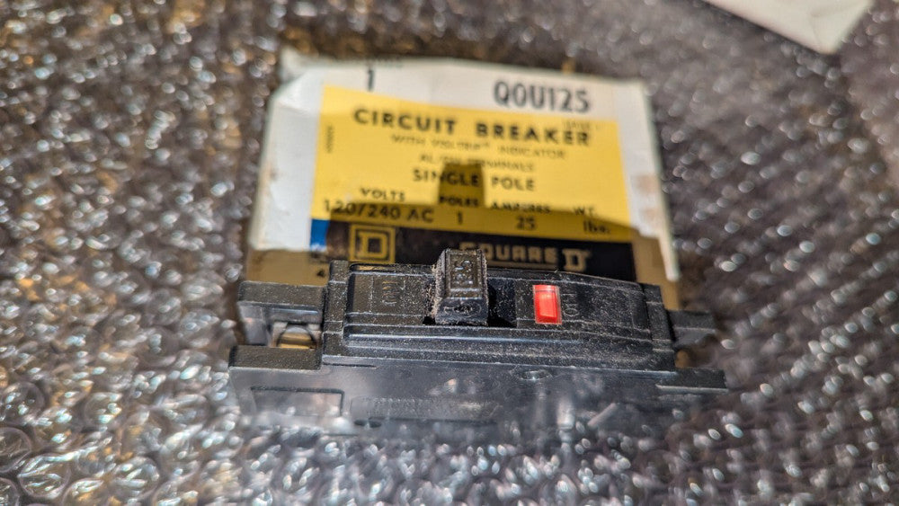 (1) Square D Mini circuit breaker QOU125 25A 1 pole 120/240VAC 10kA NIB