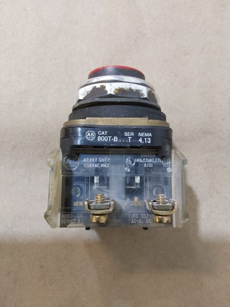 Allen Bradley 800T-B SER T Nema 4,13 Red Push Button W/ AB 800T-XDT Series D