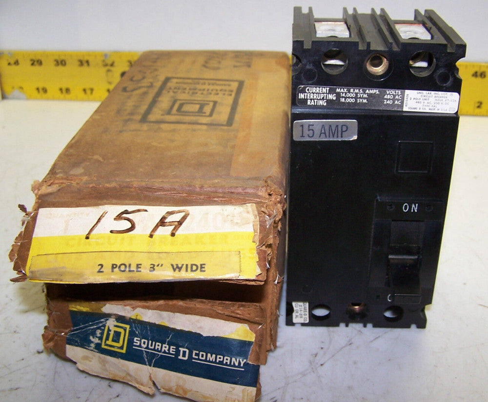 NEW SQUARE D 15 AMP CIRCUIT BREAKER 2 POLE 480 VAC  FAL24015