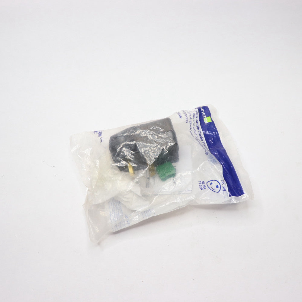 Leviton Travel Trailer Plug 30 Amp 125-Volt 2-Pole Angle Black 830-E