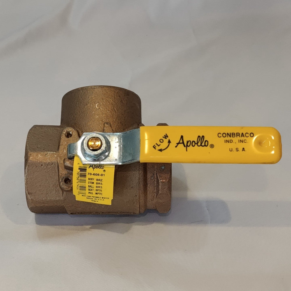 New Genuine Apollo 70-608-01 2" 3 Way Threaded Bronze 400# CWP Ball Valve